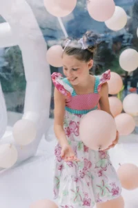 Birthday party photography of sweet girl in a Upper Arlington bounce house